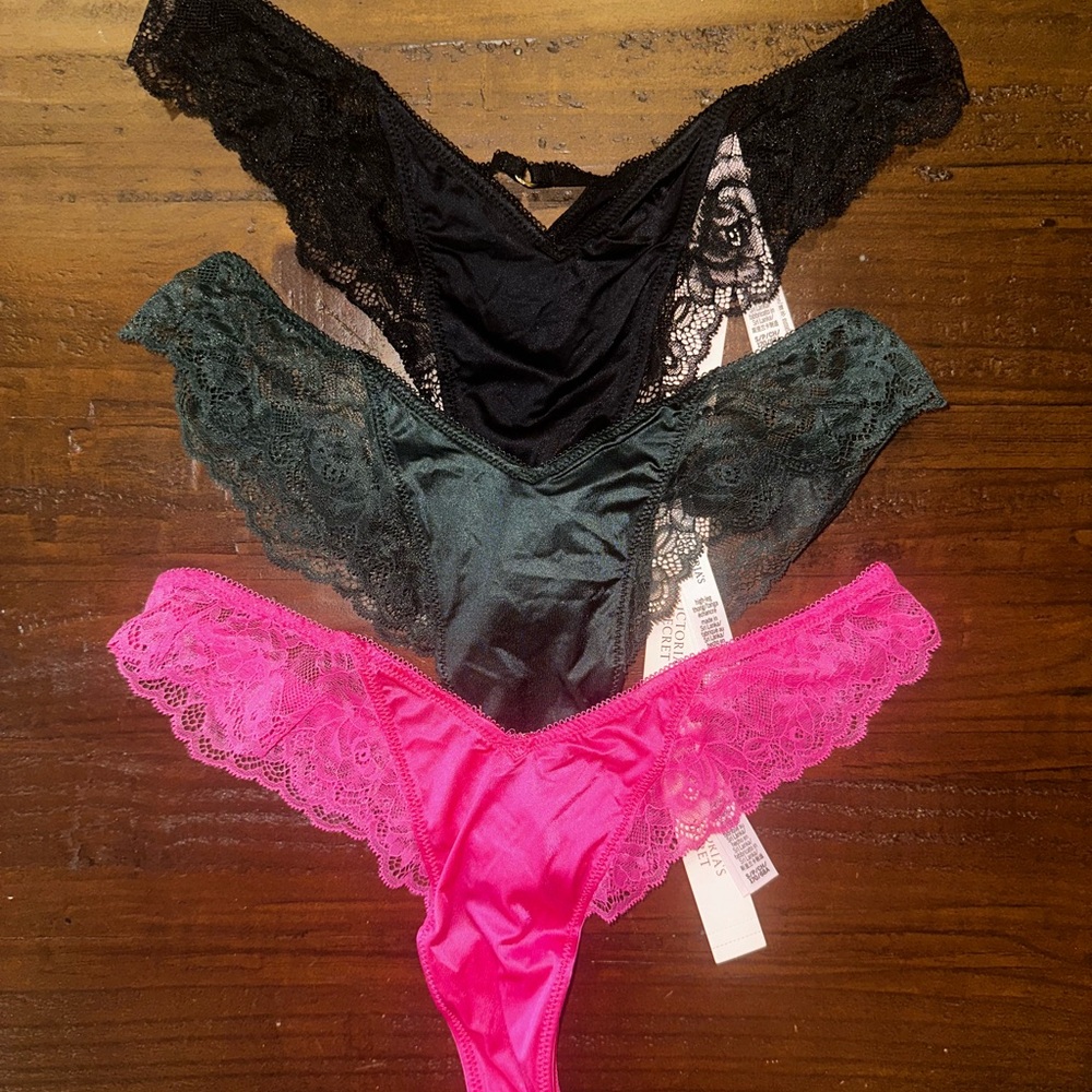 Victoria's Secret Satin & Lace Thong Panty Bundle